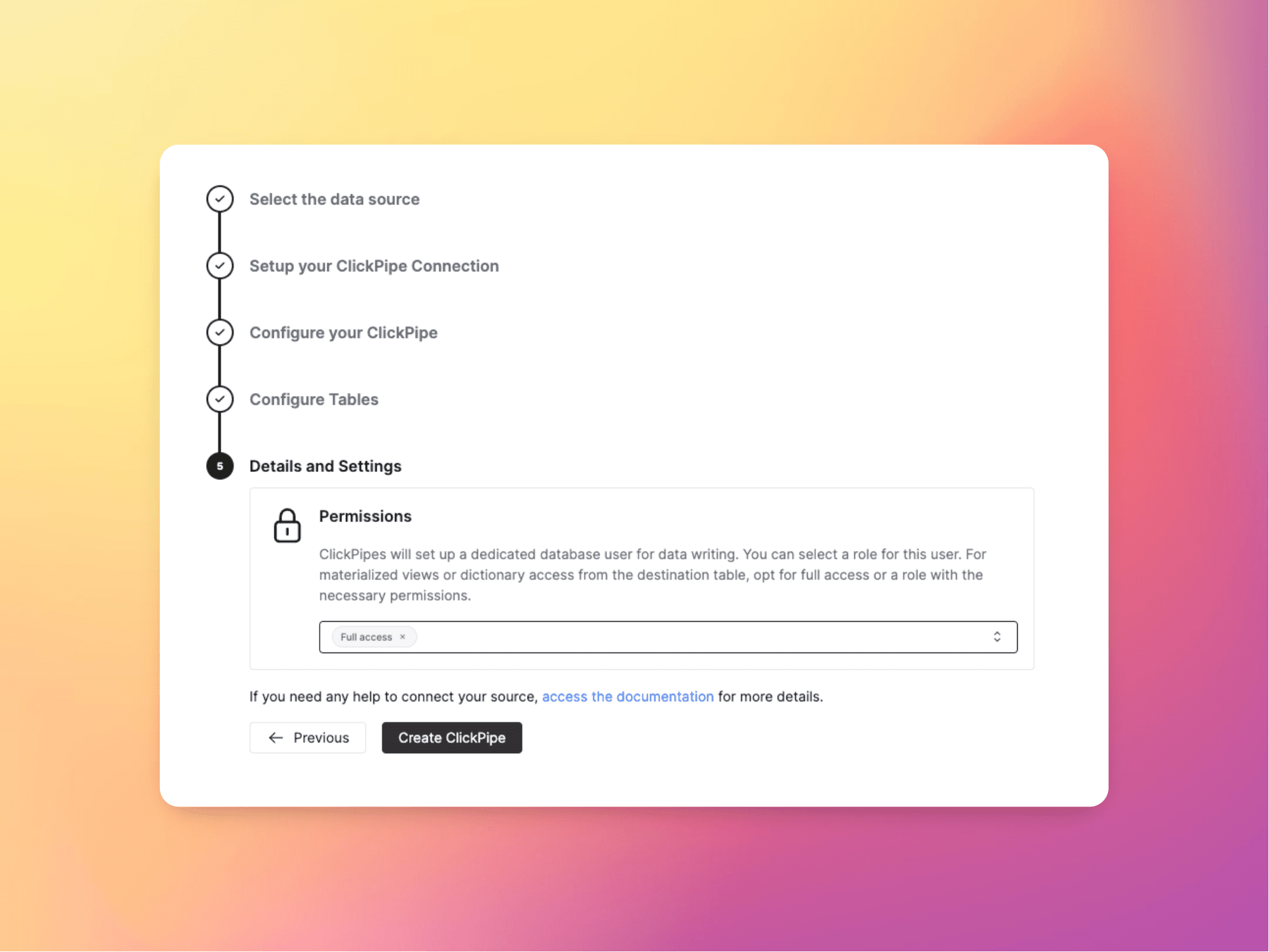 ClickPipes Postgres Step 5